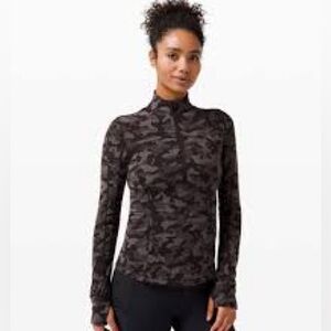 Lululemon Run Briskly 1/2 Zip Sz 6 In Heritage Camo Jacquard Black Lunar Rock